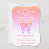 Quinceanera Roze Vlinder 15e verjaardag Kaart (Voorkant)