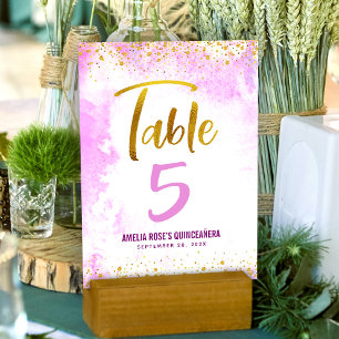 Quinceañera Roze Waterverf Goud Schrift Glitters Kaart