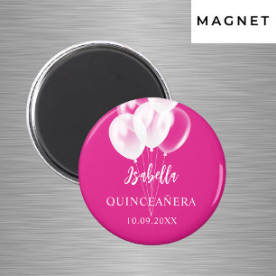 Quinceanera roze witte ballonnen feest magneet