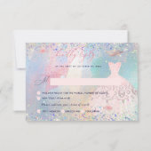 Quinceanera RSVP Blush Pink Glitter Gown Kaart (Achterkant)