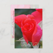 Quinceanera RSVP Red Rose (Voorkant / Achterkant)