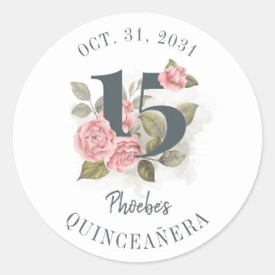 Quinceanera Rustic Floral 15e verjaardag Ronde Sticker