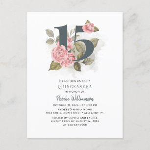 Quinceanera Rustic Floral 15e verjaardag Uitnodiging Briefkaart