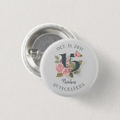 Quinceanera Rustic Floral 15th Birthday Button (Voorkant /achterkant)