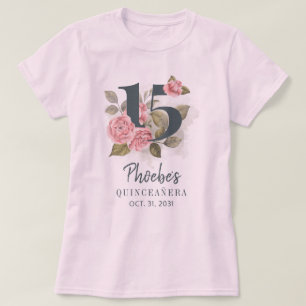 Quinceanera Rustic Floral 15th Birthday Matching T-shirt
