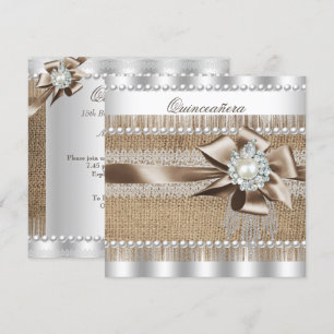 Quinceanera Rustic Jute Parel Kant Parel Kaart