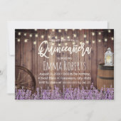 Quinceanera Rustic Lavender Flowers & Lantern Kaart (Voorkant)