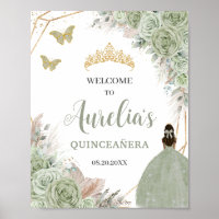 Quinceañera Sage Groen Bloemen Pampas Gras Welkom