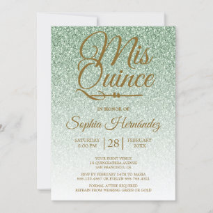 Quinceañera Sage Groene Glitter 15e Verjaardag Kaart