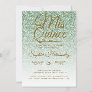 Quinceañera Sage Groene Glitters 15e verjaardag  Kaart