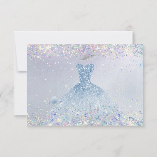 Quinceanera Save Date Holographic Confetti Kaart (Achterkant)