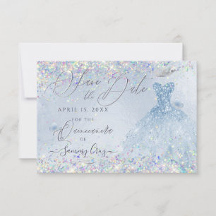 Quinceanera Save Date Holographic Confetti  Kaart