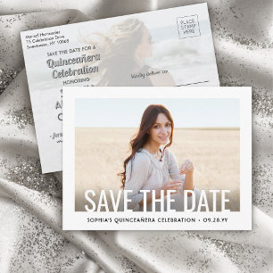 Quinceañera Save the Date 2 Foto minimalistisch Aankondigingskaart
