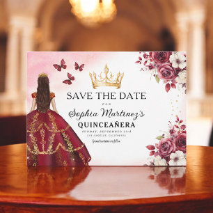 Quinceanera Save the Date Floral Bourgogne