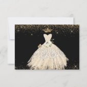 Quinceanera Save the Date Gold Faux Glitter Gown Kaart (Achterkant)