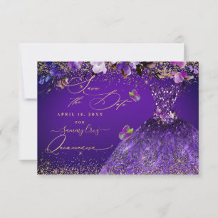 Quinceanera Save the Date Violet Paarse Dress