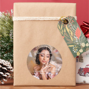 Quinceanera script foto 15e verjaardag ronde sticker
