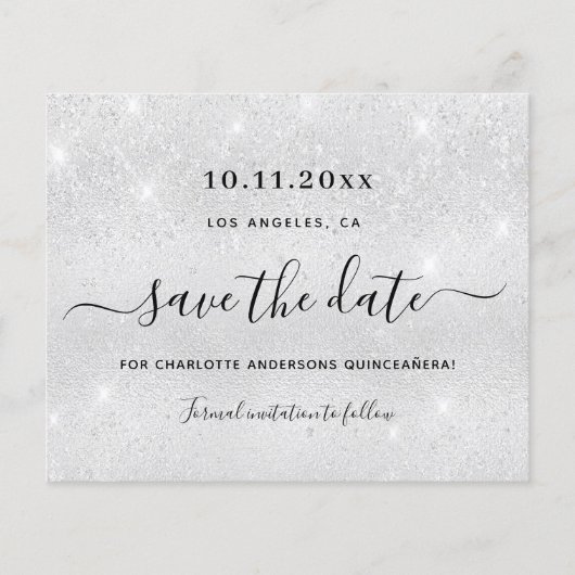 Quinceanera Silglitter-budget behalve datum Flyer (Voorkant)