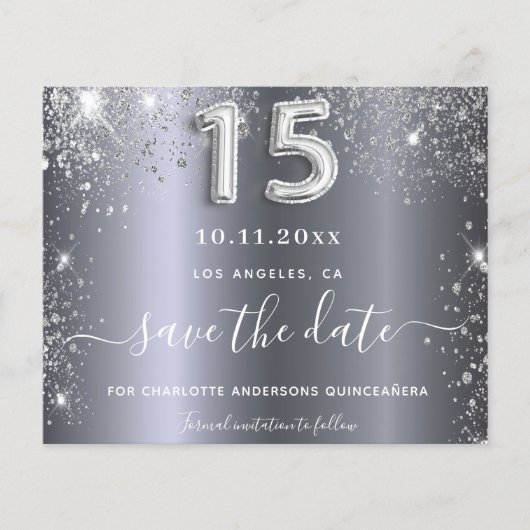 Quinceanera Silglitter-budget behalve datum Flyer (Voorkant)