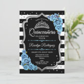 Quinceanera - Silver Black Blue Kaart (Staand voorkant)