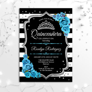 Quinceanera - Silver Black Blue Kaart