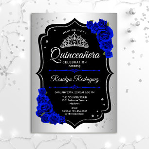 Quinceanera - Silver Black Royal Blue Kaart
