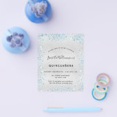 Quinceanera Silver Blauw Glitter-budget Flyer (Enkel)