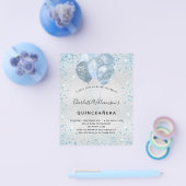 Quinceanera Silver Blauw Glitter-budget Flyer (Enkel)