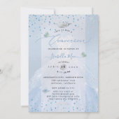 Quinceanera Silver Blue Glitter Kaart (Achterkant)