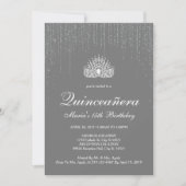 Quinceanera, Silver Glitter Invitations Kaart (Voorkant)