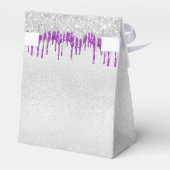 Quinceanera Silver paarse glitter drip bedankt Bedankdoosjes (Achterkant)
