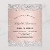 Quinceanera Silver roos Gold-uitnodiging Flyer (Voorkant)