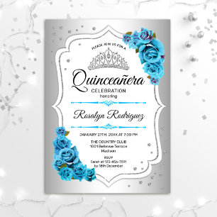 Quinceanera - Silver White Blue Kaart