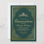 Quinceanera smaragdgroen goud Prinses Tiara Kaart (Voorkant)