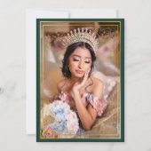 Quinceanera smaragdgroen goud Prinses Tiara Kaart (Achterkant)