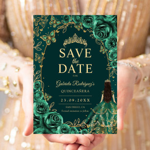 Quinceanera Smaragdgroen Goud Save The Date