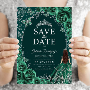 Quinceanera Smaragdgroen Zilver Save The Date