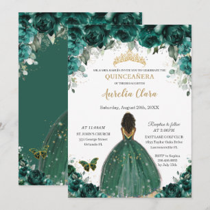 Quinceañera Smaragdgroene Bloemige Prinsessen Kroo Kaart