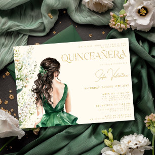 Quinceañera Smaragdgroene Jurk Bloemrijke Bruine H Kaart