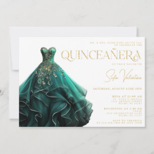 Quinceañera Smaragdgroene Jurk Goud Prinses Kaart