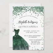 Quinceanera smaragdgroene jurk wit kaart (Voorkant)