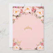 Quinceañera Soft Blush Floral Gold Tiara Butterfly Kaart (Achterkant)