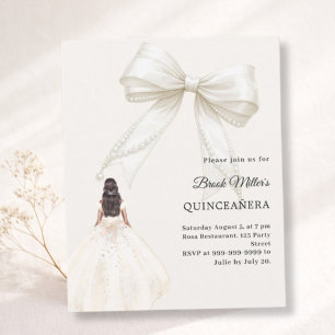Quinceanera strik ivoren jurk crèmekleurige uitnod