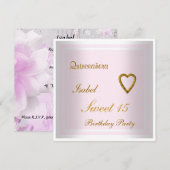 Quinceanera Sweet 15 Anniversaire Invitation rose (Devant / Derrière)