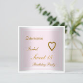 Quinceanera Sweet 15 Anniversaire Invitation rose (Debout devant)