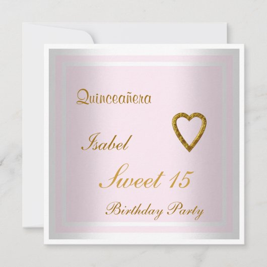 Quinceanera Sweet 15 Anniversaire Invitation rose (Devant)