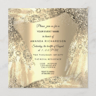 Quinceanera Sweet 16th 15th Birthday Gold Dress Kaart