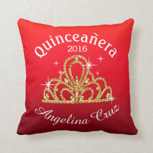 Quinceanera Tiara Bokeh Bling   ombre red Kussen