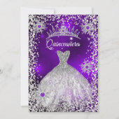 Quinceanera Tiara Dress paarse winter Snowflake Kaart (Voorkant)