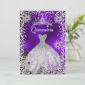 Quinceanera Tiara Dress paarse winter Snowflake Kaart (Staand voorkant)